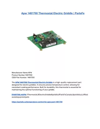 Apw 1481700 Thermostat Electric Griddle _ PartsFe
