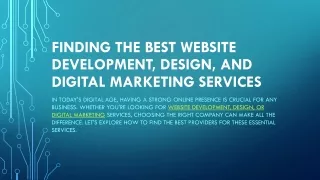 Finding the Best Website Development, Design,digital marketing