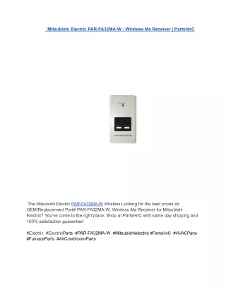 Mitsubishi Electric PAR-FA32MA-W - Wireless Ma Receiver _ PartsHnC