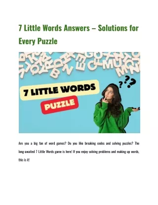 7 Little Words Answers – Solutions for Every Puzzle