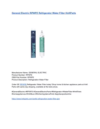 General Electric RPWFE Refrigerator Water Filter HnKParts