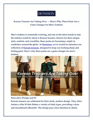 Korean Trousers Are Taking Over — Here’s Why These Pants Are a Game Changer for Men’s Fashion