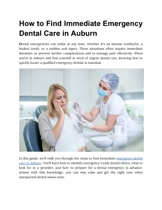 How to Find Immediate Emergency Dental Care in Auburn