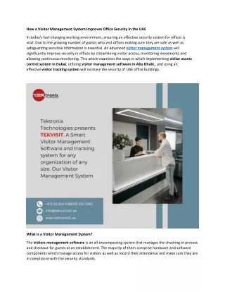 How a Visitor Management System Improves Office Security in the UAE