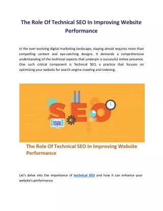 The Role Of Technical SEO In Improving Website Performance