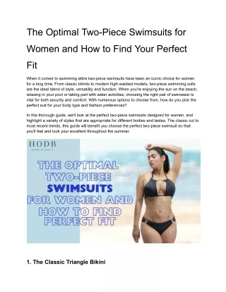 The Optimal Two-Piece Swimsuits for Women and How to Find Your Perfect Fit