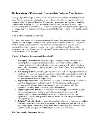The Importance of Cybersecurity Assessments in Protecting Your Business