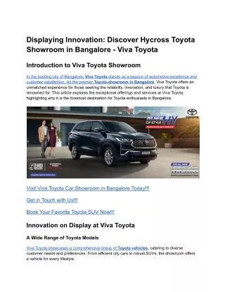 Displaying Innovation_ Discover Hycross Toyota Showroom in Bangalore - Viva Toyota