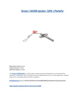 Groen 143559 Ignitor 120V _ PartsFe