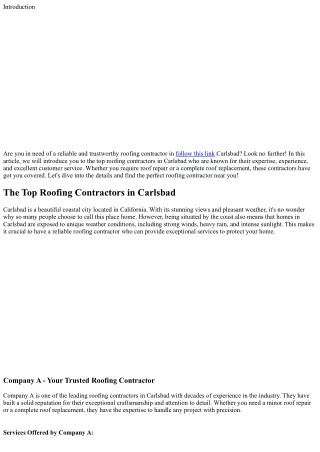 The Top Roofing Contractors in Carlsbad