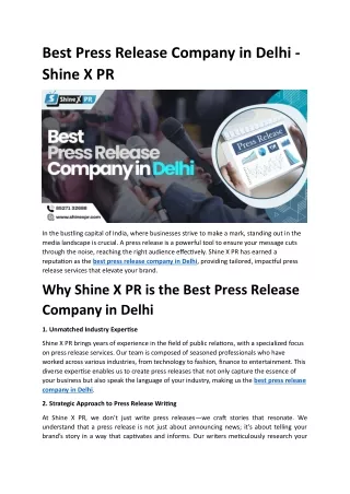 Best Press Release Company in Delhi