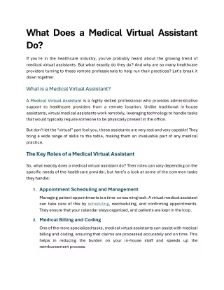 What Does a Medical Virtual Assistant Do?