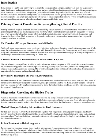 Improving Clinical Exercise by means of Well being Schooling and Geriatric Treat
