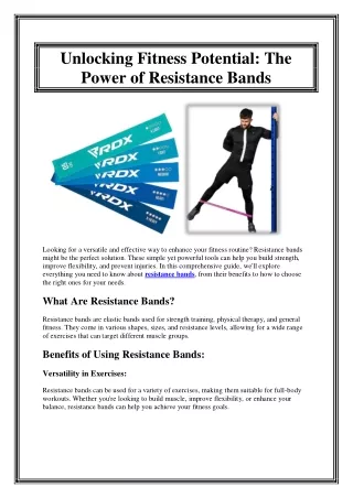 Unlocking Fitness Potential The Power of Resistance Bands