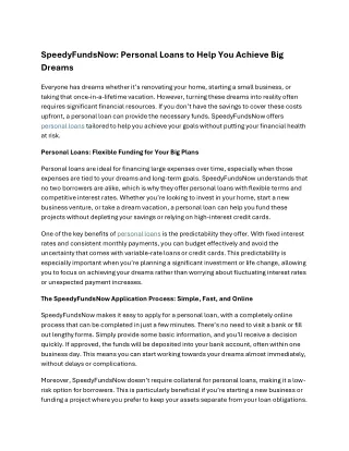 speedyfundsnow:Personal Loans