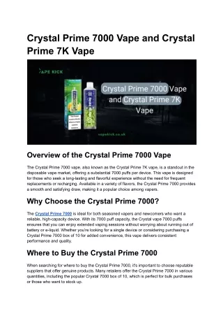 Crystal Prime 7000 Vape and Crystal Prime 7K Vape