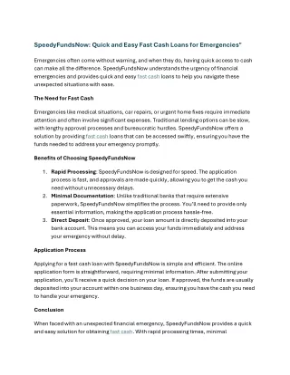 speedyfundsnow Fast Cash