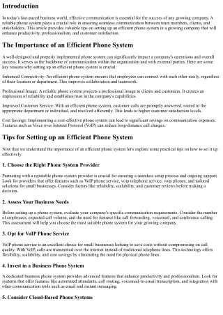 Tips for Setting up an Efficient Phone System in a Growing Company