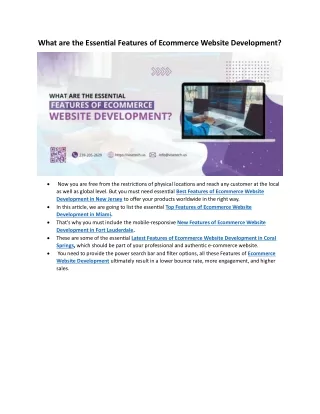 What are the Essential Features of Ecommerce Website Development