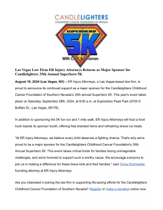 ER Injury Attorneys Returns as Major Sponsor for Candlelighters 35th Annual Superhero 5K