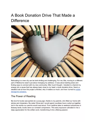 A Book Donation Drive That Made a Difference
