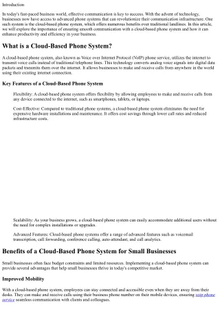 Ensuring Smooth Communication with a Cloud-Based Phone System