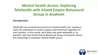 Mental Health Access