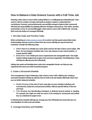 How to Balance a Data Science Course with a Full-Time Job