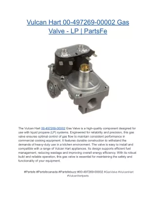 Vulcan Hart 00-497269-00002 Gas Valve - LP _ PartsFe