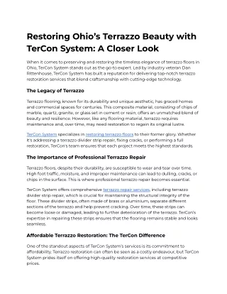 Restoring Ohio’s Terrazzo Beauty with TerCon System_ A Closer Look