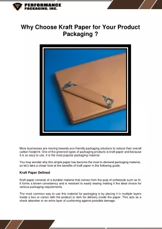 Why Choose Kraft Paper for Your Product Packaging