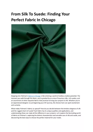 Finding Your Perfect Fabric In Chicago