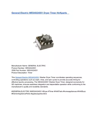 General Electric WE04X24551 Dryer Timer HnKparts