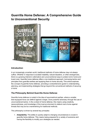 Guerrilla Home Defense: A Comprehensive Guide to Unconventional Security