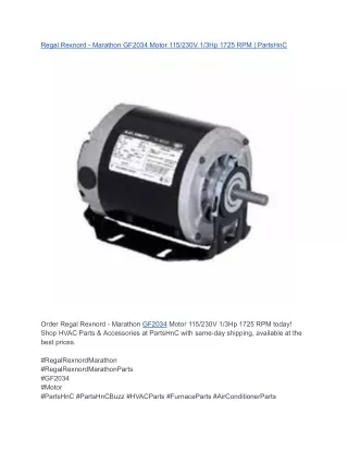 Regal Rexnord - Marathon GF2034 Motor 115_230V 1_3Hp 1725 RPM _ PartsHnC