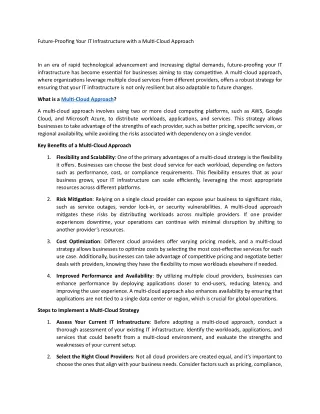 Future-Proofing Your IT Infrastructure with a Multi-Cloud Approach