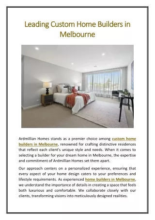Leading Custom Home Builders in Melbourne