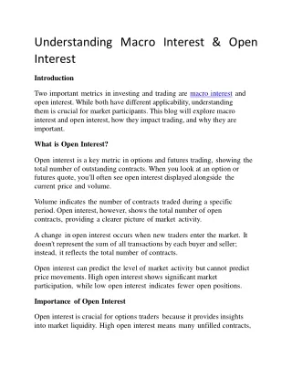 Understanding Macro Interest & Open Interest