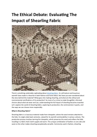 Evaluating The Impact of Shearling Fabric