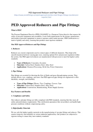 PED Approved Pipe Fittings Stockists