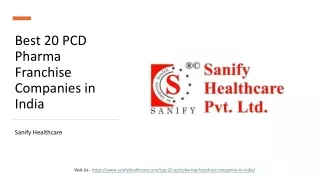 Best 20 PCD Pharma Franchise Companies in India - Sanify Healthcare