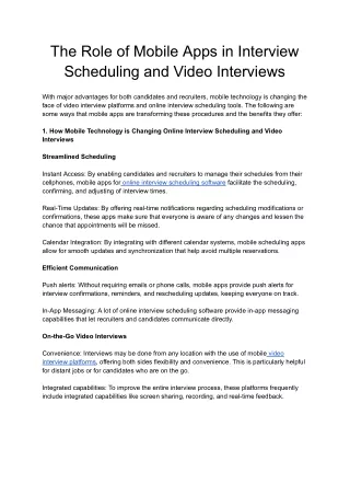 The Role of Mobile Apps in Interview Scheduling and Video Interviews