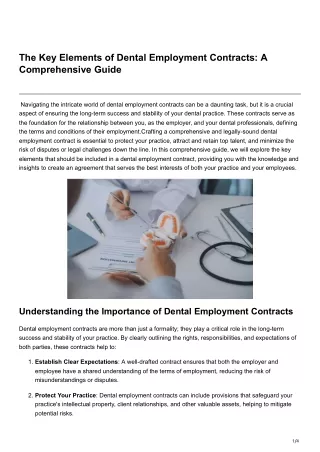 The Key Elements of Dental Employment Contracts A Comprehensive Guide