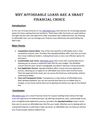 Why Affordable Loans Are a Smart  Financial Choice