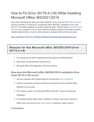 How to Fix Error 30175-4 (19) While Installing Microsoft Office 365/2021/2019