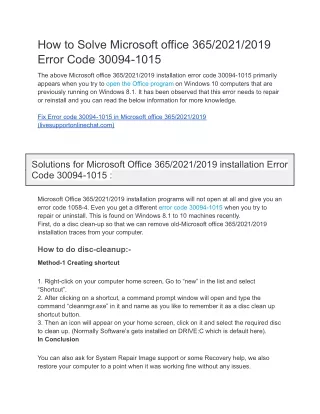 How to Solve Microsoft office 365/2021/2019 Error Code 30094-1015