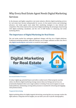 Why Every Real Estate Agent Needs Digital Marketing Services