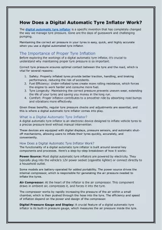How Does a Digital Automatic Tyre Inflator Work