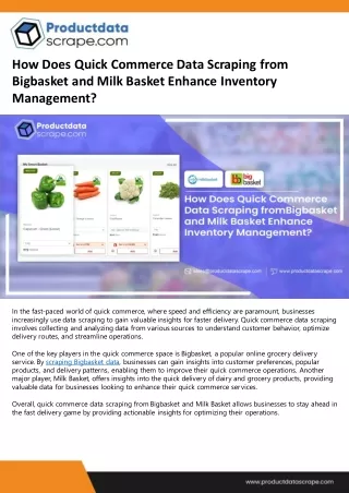 How Does Quick Commerce Data Scraping from Bigbasket and Milk Basket Enhance Inventory Management