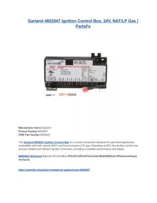 Garland 4602647 Ignition Control Box, 24V, NAT_LP Gas _ PartsFe